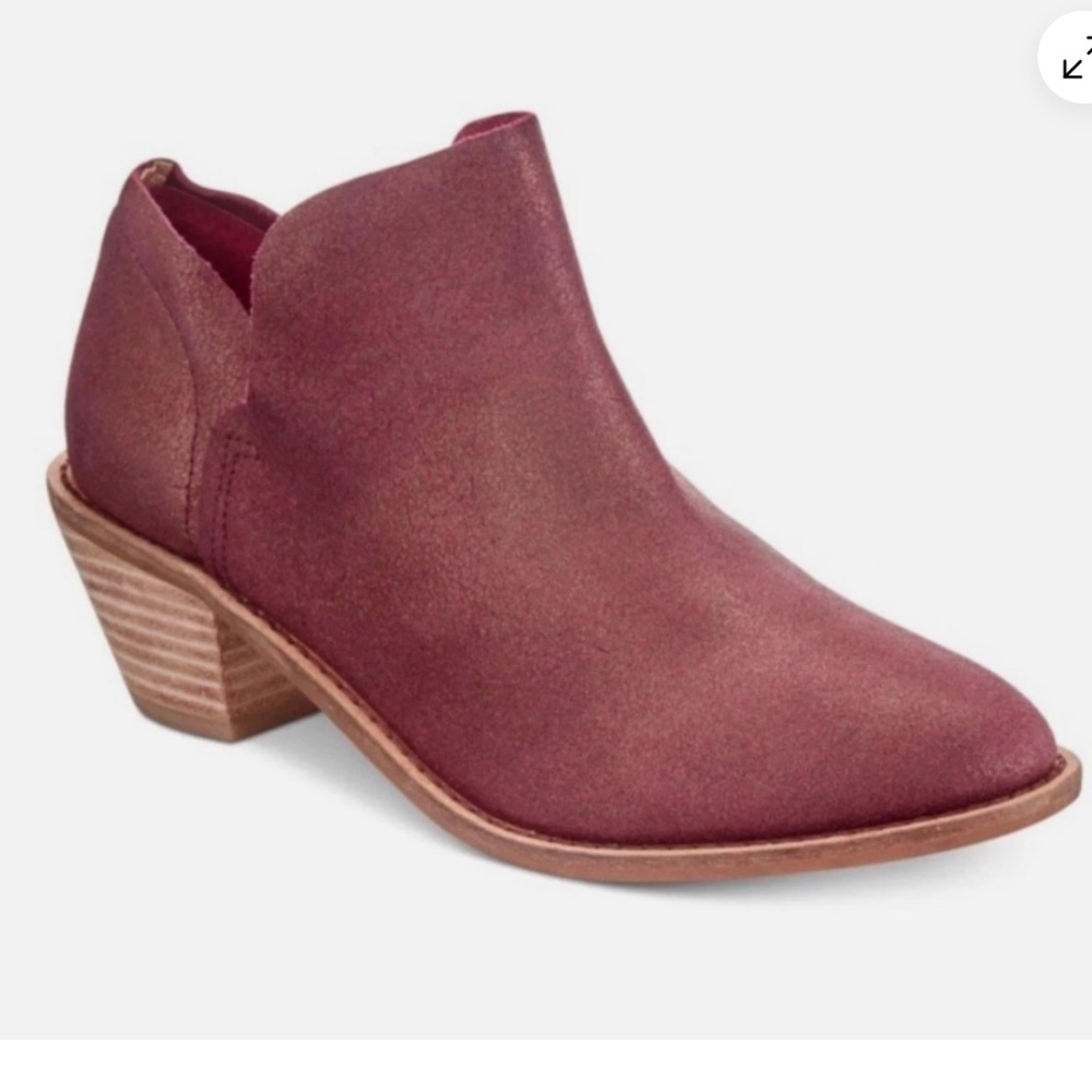 Anthropologie Kelsi Dagger Kenmare Burgundy Gold Leather Ankle Bootie, Sz 9